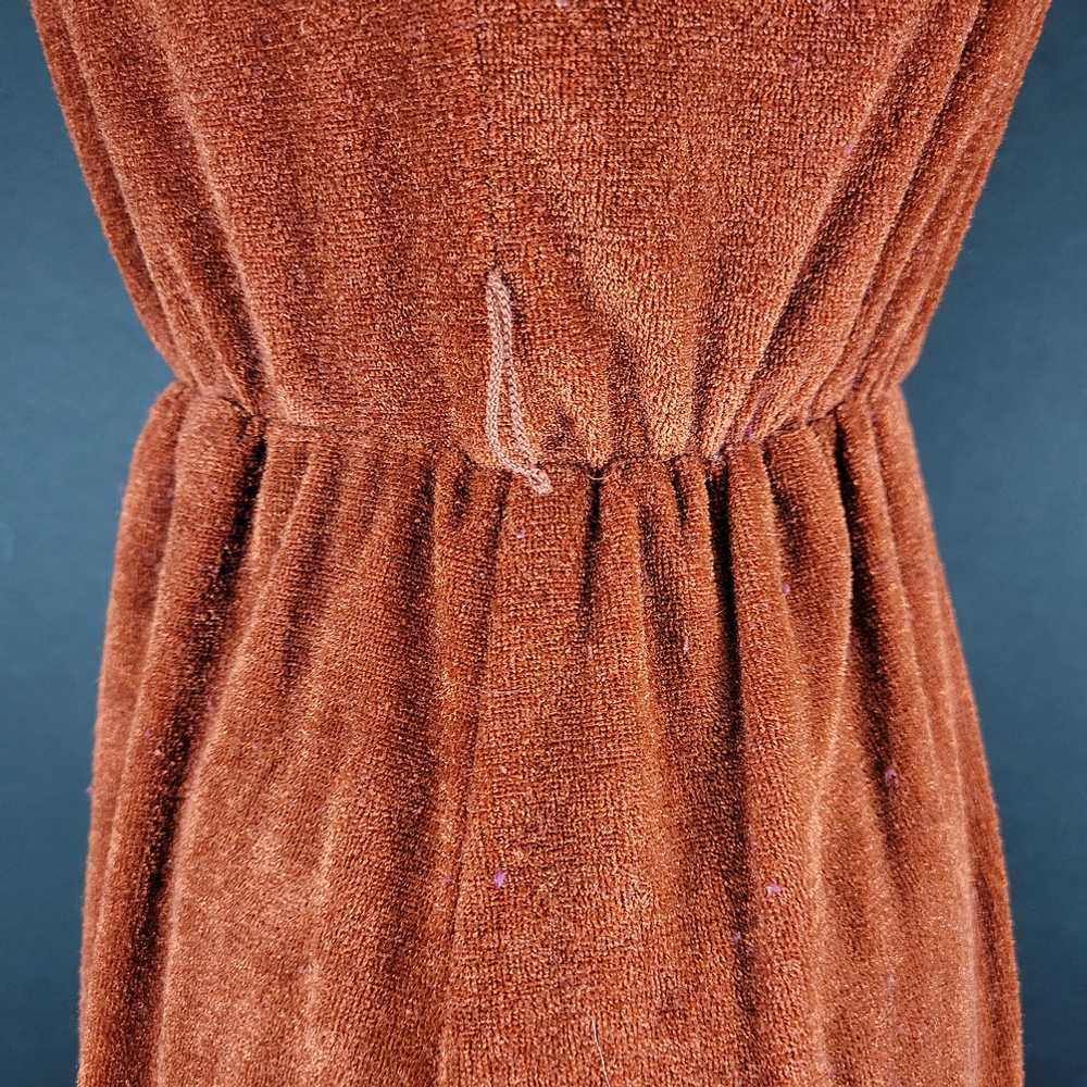 70s/80s Burnt Orange Terry Cloth Shirtwaist Dress - image 8