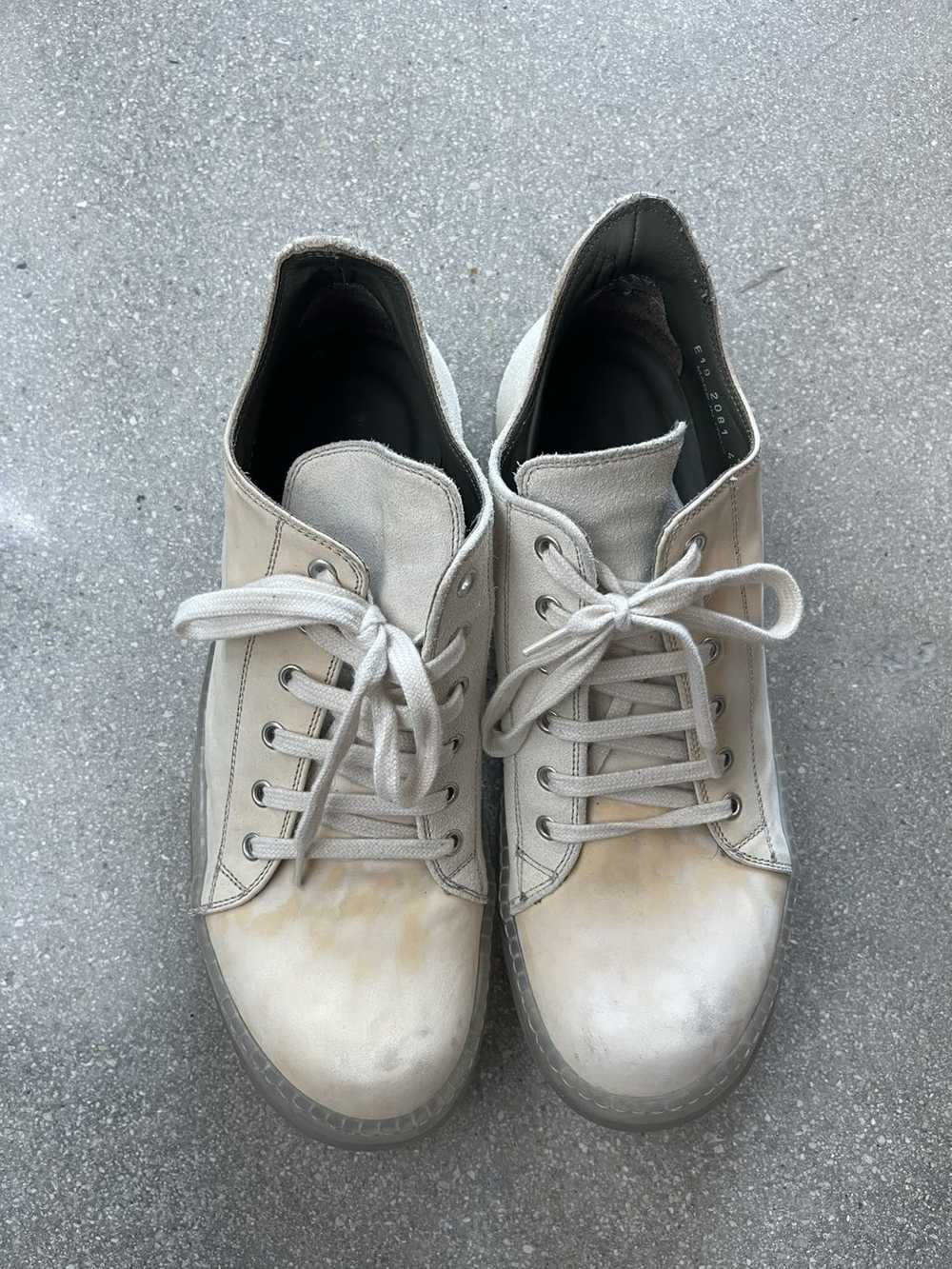 Rick Owens Rick Owens White Leather Low Sneakers - image 4