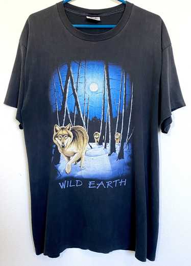 Vintage Vintage Wild Earth Wolf T Shirt Human-I-t… - image 1