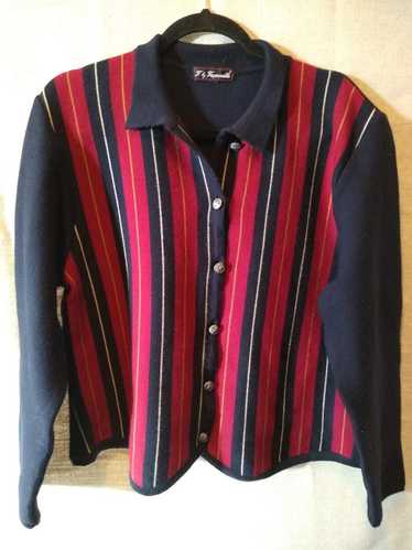Faconnable Vintage 100% Wool Striped Cardigan