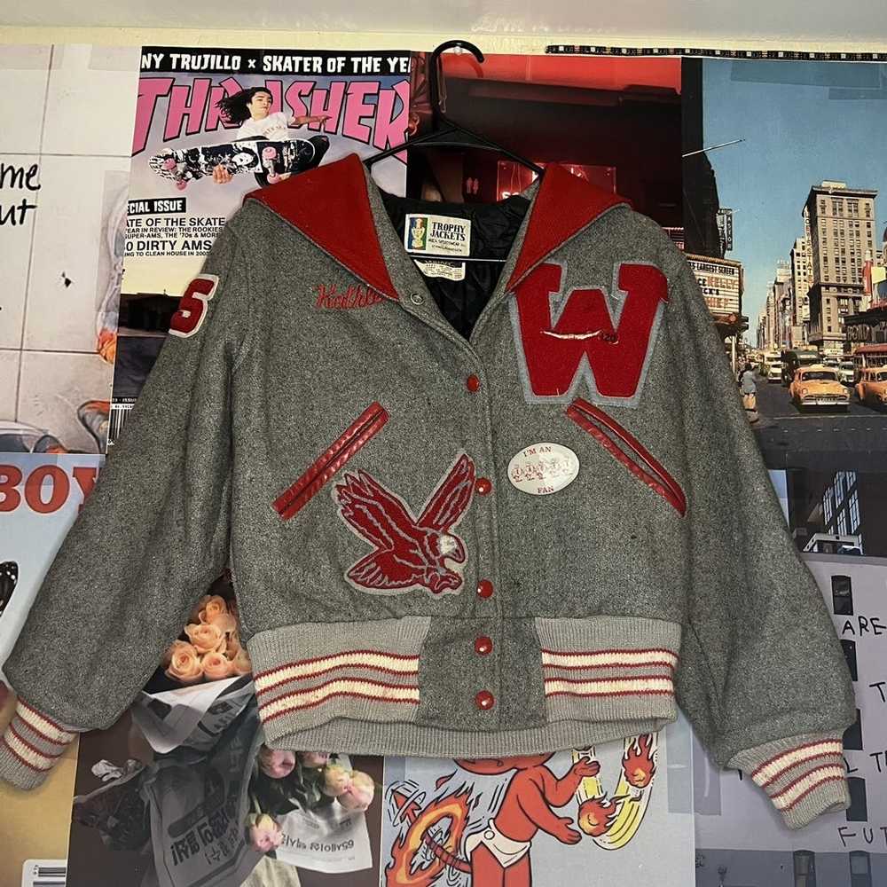 70s 80s R Cheerleading Varsity Jacket, Vintage Maroon and Gray Letterman  Jacket, Rockabilly College …