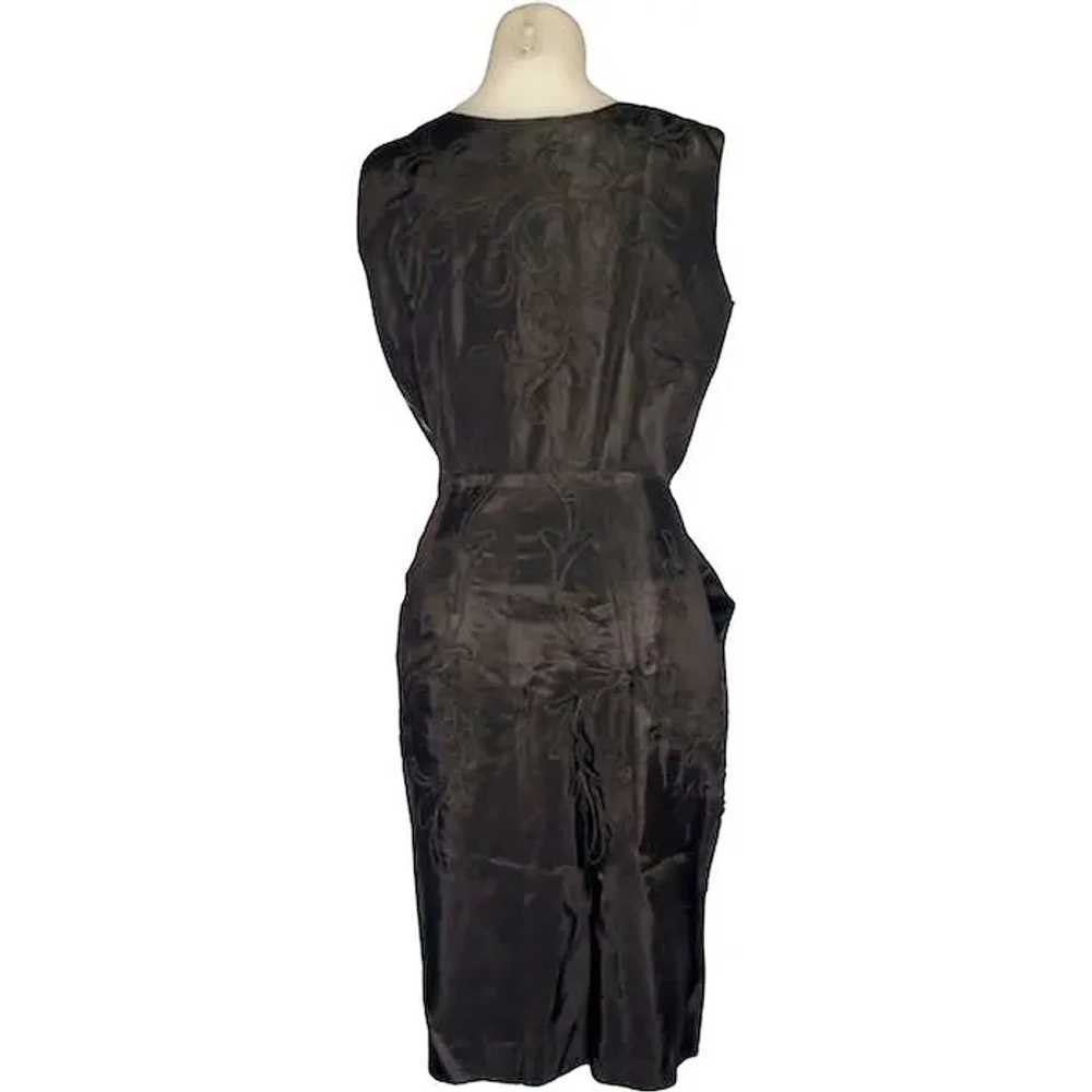 50s Black Taffeta Sheath Dress With Pockets, Wigg… - image 3