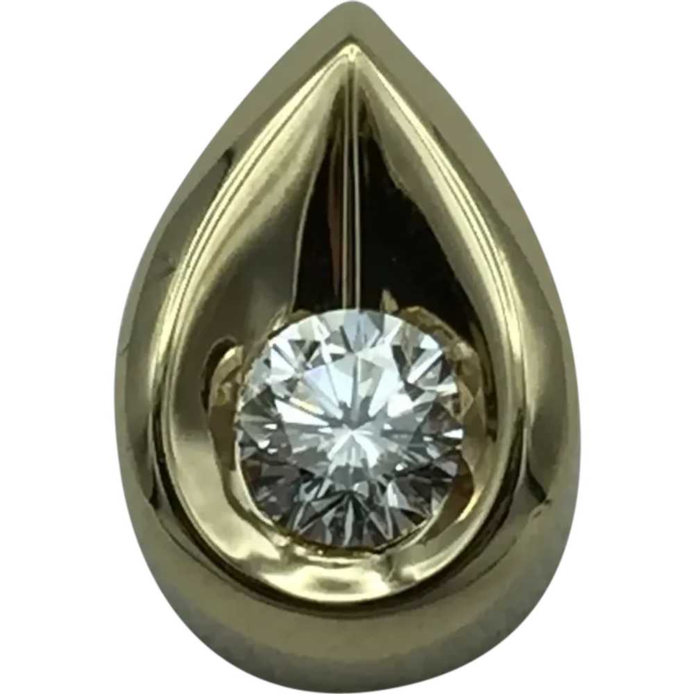 14K 1/3ct Diamond Solitaire Pendant - image 1