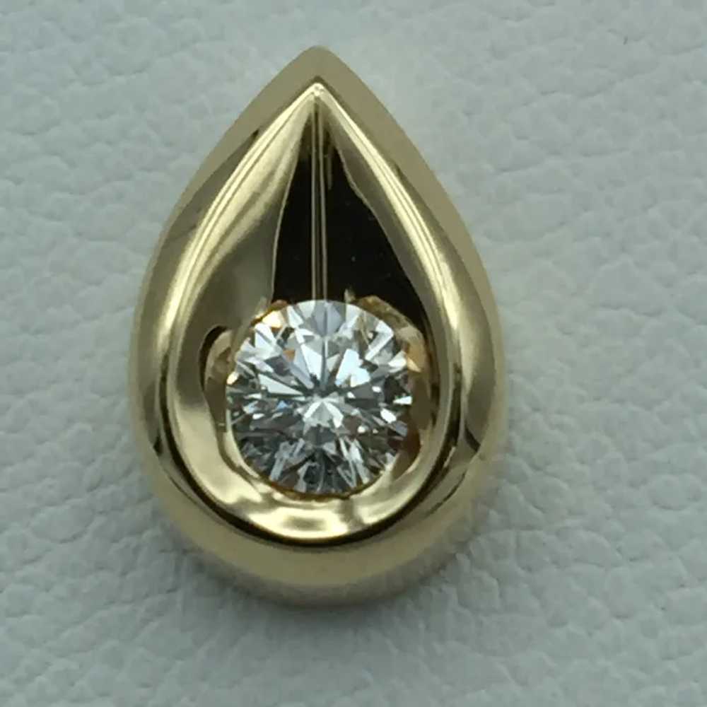 14K 1/3ct Diamond Solitaire Pendant - image 2