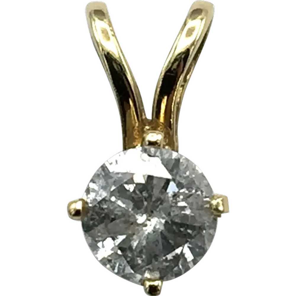 14K 1/2ct Diamond Solitaire Pendant - image 1