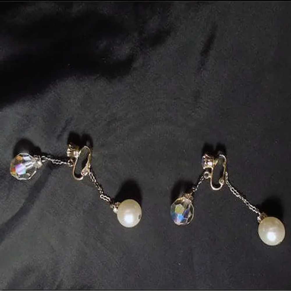 Clip On Dangle Earrings Front & Back! Faux Pearl … - image 2