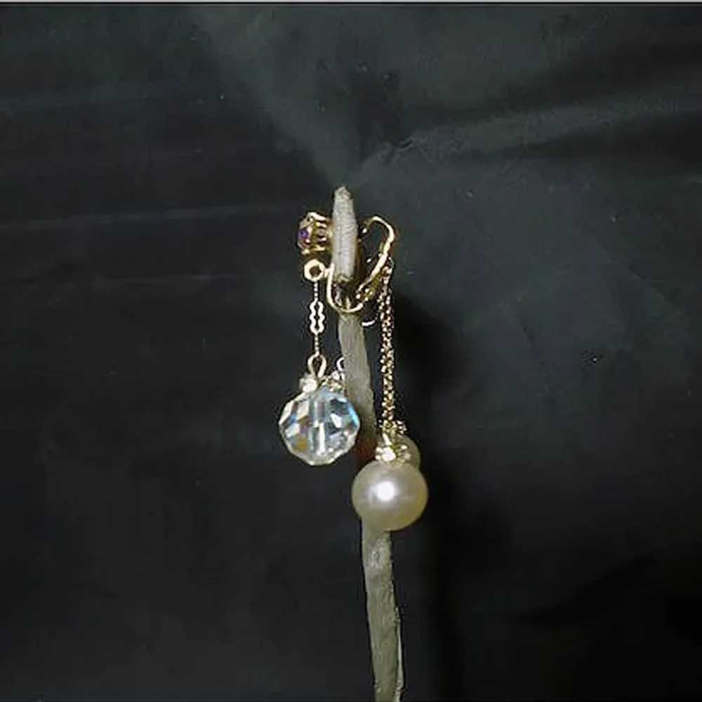Clip On Dangle Earrings Front & Back! Faux Pearl … - image 3