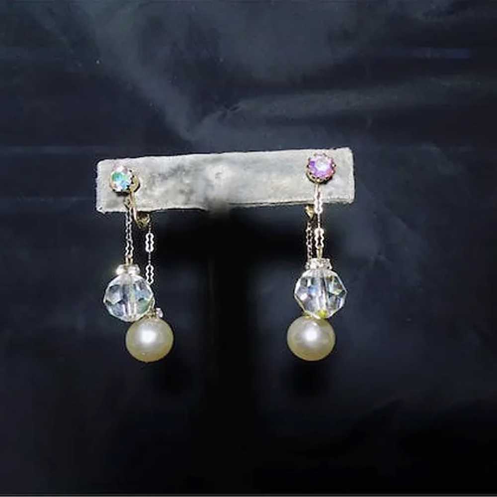 Clip On Dangle Earrings Front & Back! Faux Pearl … - image 5