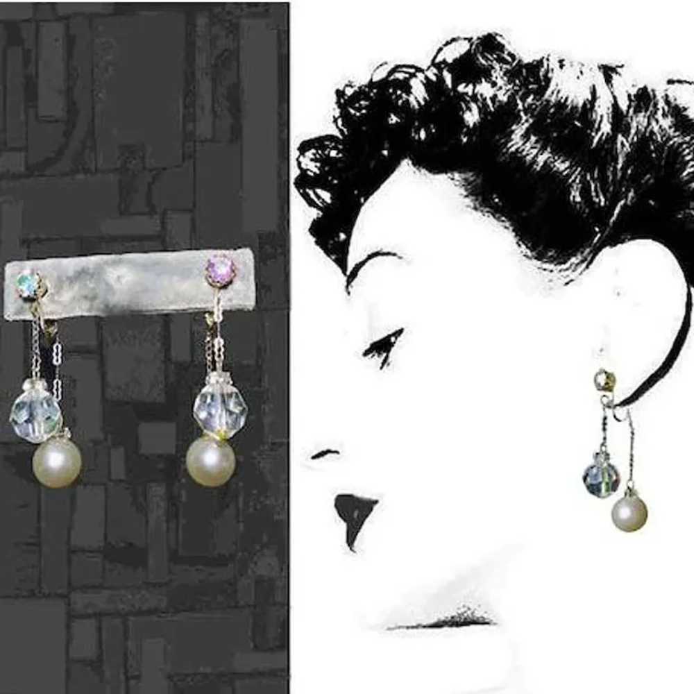 Clip On Dangle Earrings Front & Back! Faux Pearl … - image 7