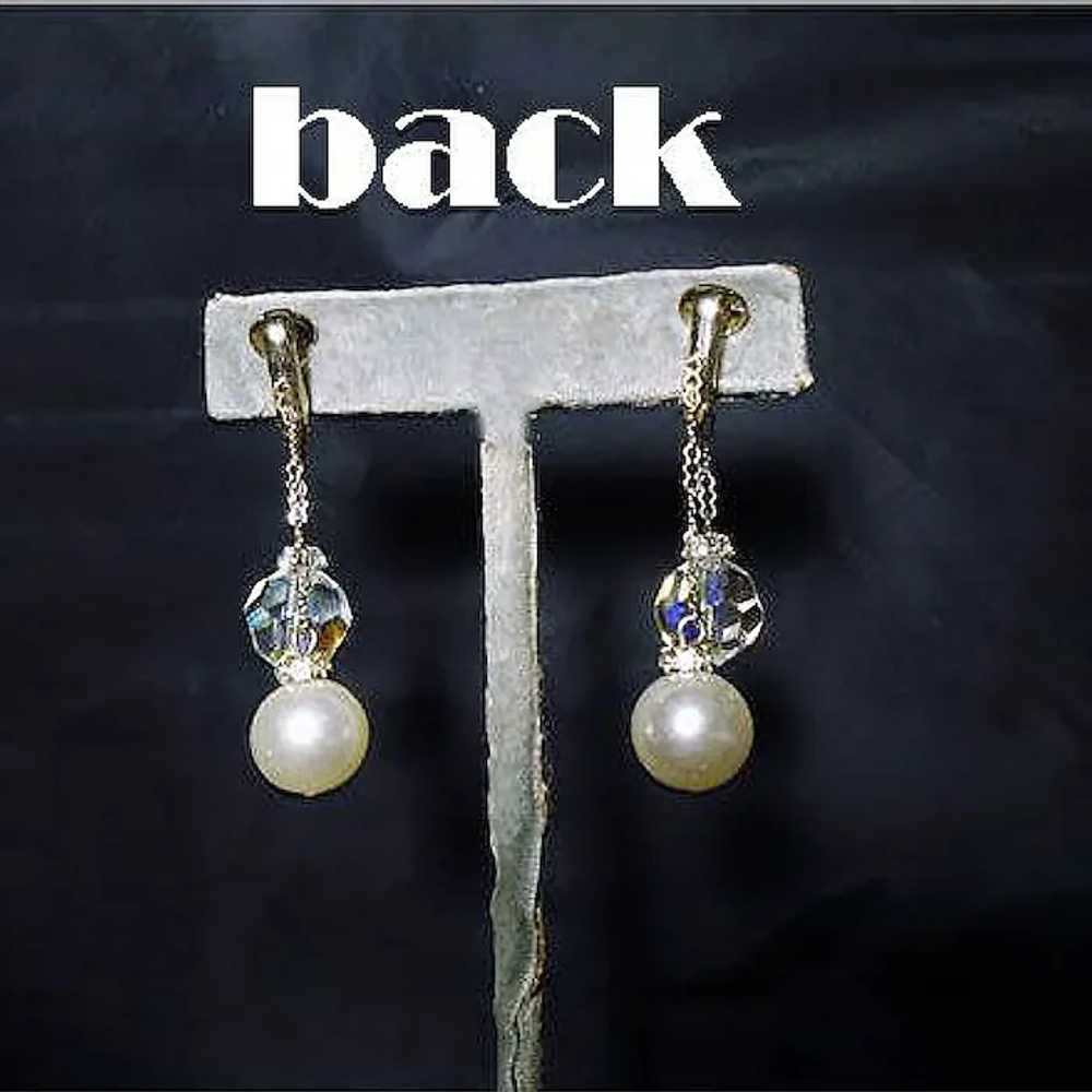 Clip On Dangle Earrings Front & Back! Faux Pearl … - image 8