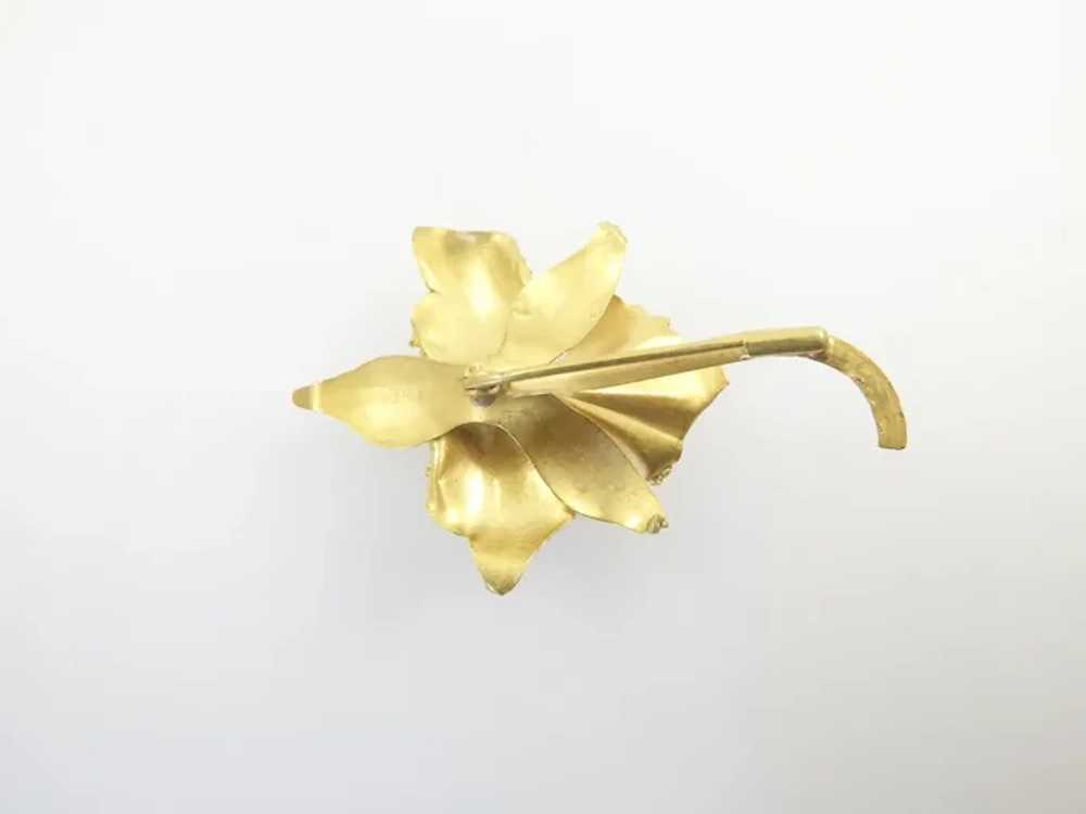 Vintage 18 Karat Gold Orchid Brooch - image 3