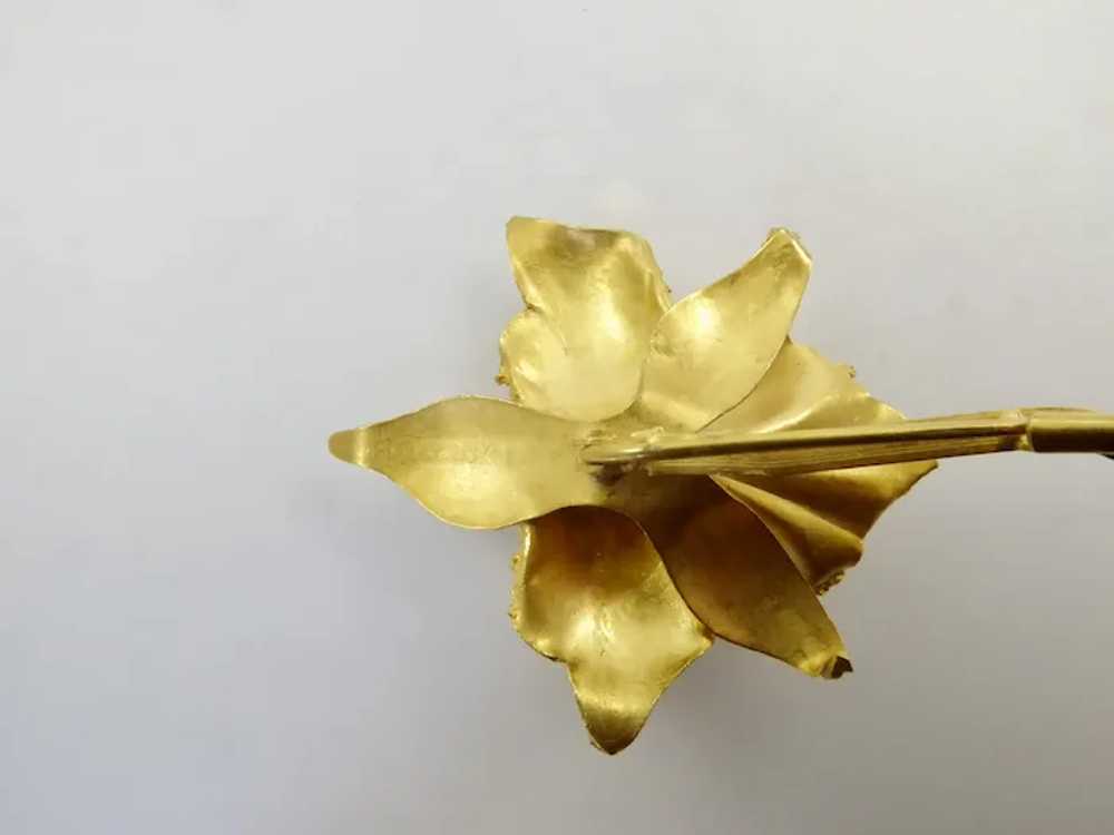 Vintage 18 Karat Gold Orchid Brooch - image 4