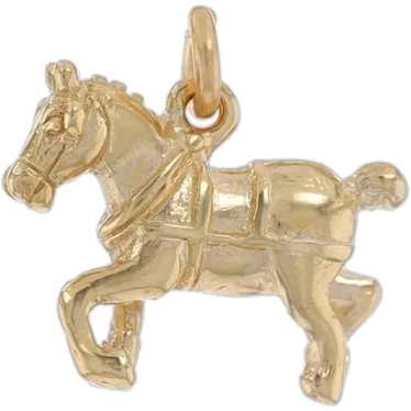 Yellow Gold Trotting Horse Charm - 14k Equestrian