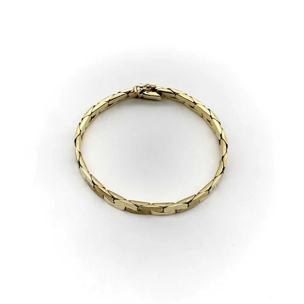 14K Gold Woven Flattened Link Vintage Bracelet wi… - image 2