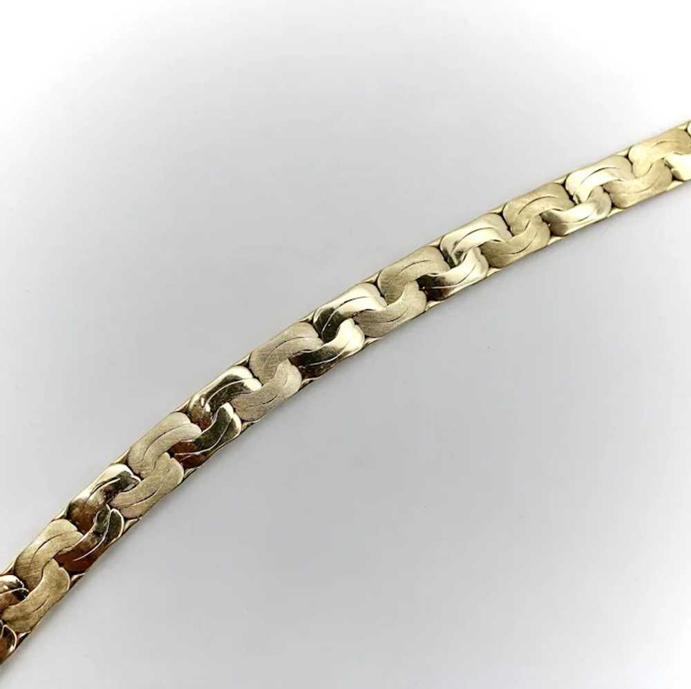 14K Gold Woven Flattened Link Vintage Bracelet wi… - image 6