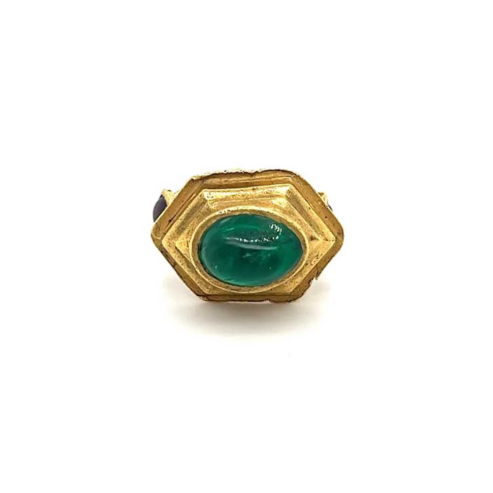22K Gold Egyptian Revival Emerald and Garnet Mova… - image 2