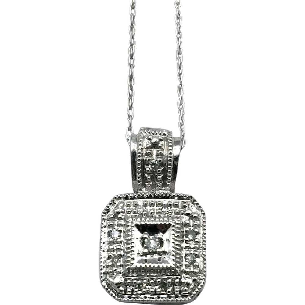 10K White Gold .10ctw Pendant with Necklace - image 1