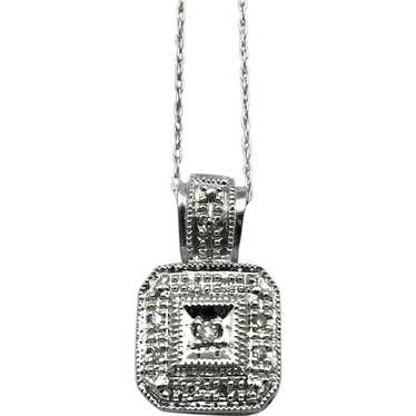 10K White Gold .10ctw Pendant with Necklace - image 1