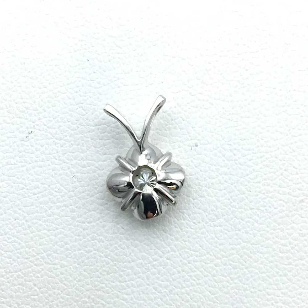 14K White Gold .15ct Diamond Flower Pendant - image 2