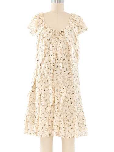Nina Ricci Abstracted Floral Ruffled Dress