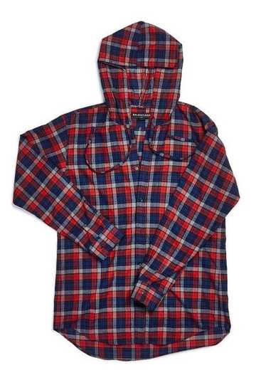 Balenciaga Red and Navy Checked Cotton Hoodie - image 1