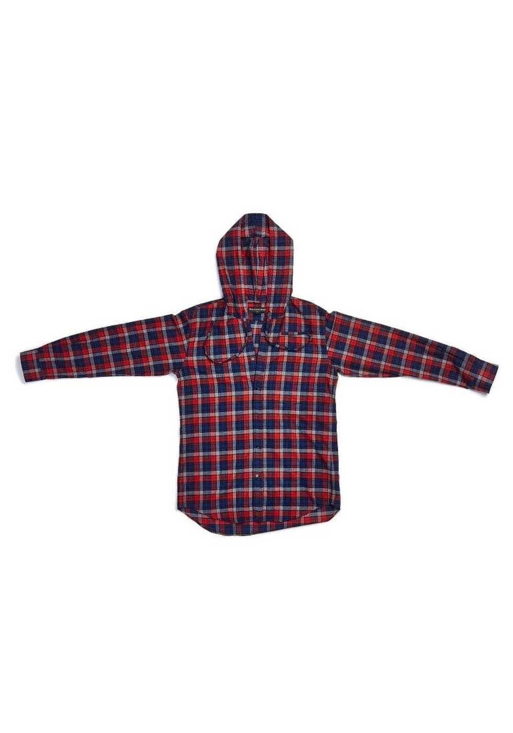 Balenciaga Red and Navy Checked Cotton Hoodie - image 3