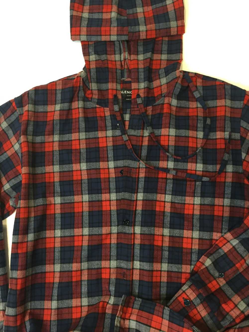 Balenciaga Red and Navy Checked Cotton Hoodie - image 4