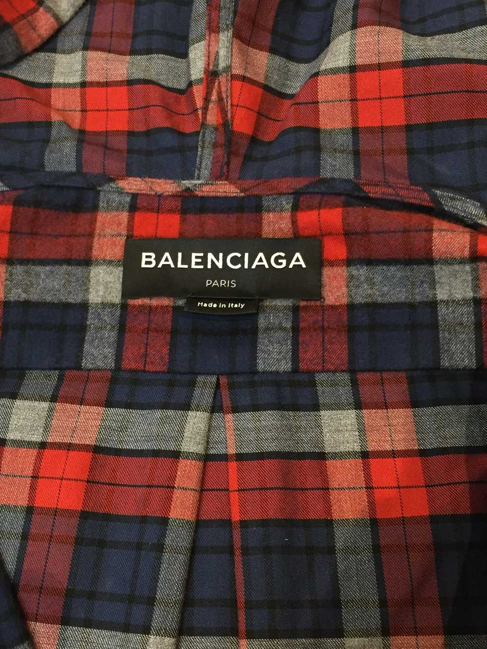 Balenciaga Red and Navy Checked Cotton Hoodie - image 5