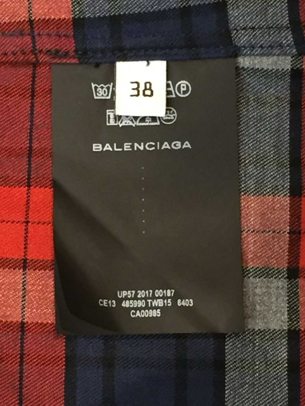 Balenciaga Red and Navy Checked Cotton Hoodie - image 7