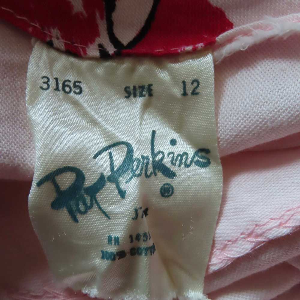 Vintage Pat Perkins Jr Sheath Dress Pink Floral P… - image 3