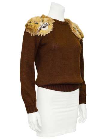 Krizia Brown Lion Shoulder Sweater - image 1