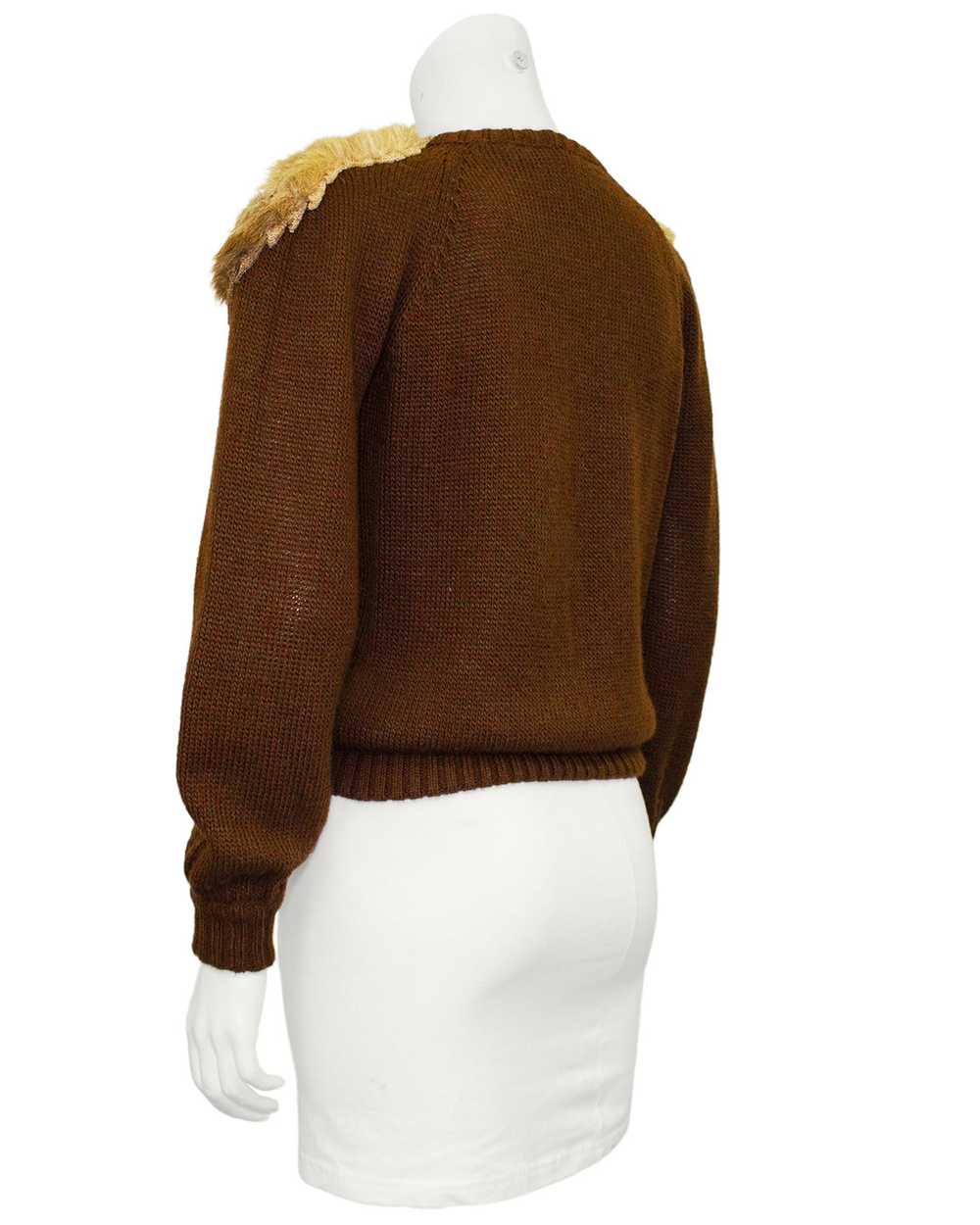 Krizia Brown Lion Shoulder Sweater - image 3