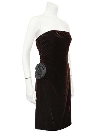 Giorgio Armani Brown Velvet Cocktail Dress with Ro