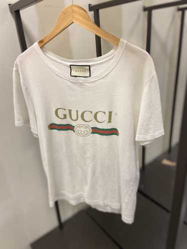 Oversize washed T-shirt with Gucci logo