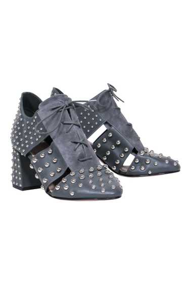 Red Valentino - Grey Studded Leather Suede Cutout 