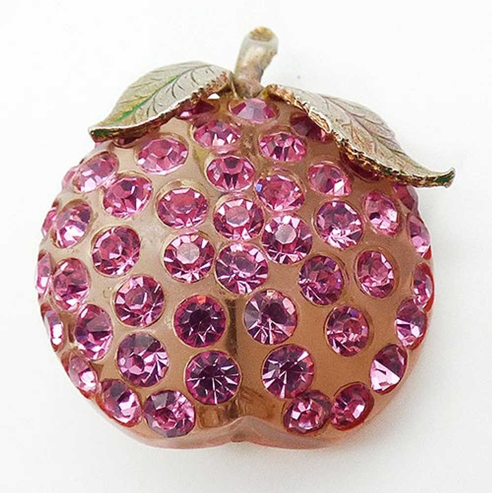 Austrian Forbidden Fruit Pink Apple Brooch - image 1