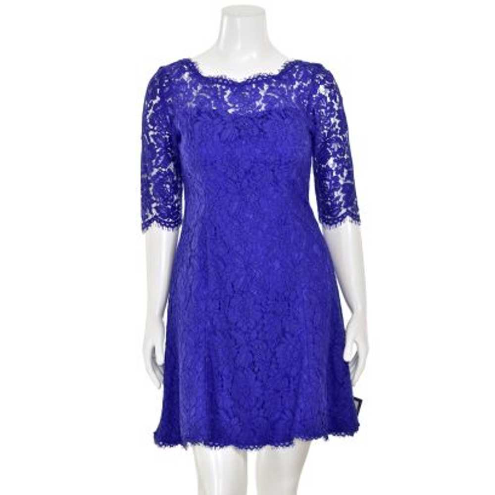 Eliza J Cobalt Blue Lace Short Sleeve Flared Mini… - image 1