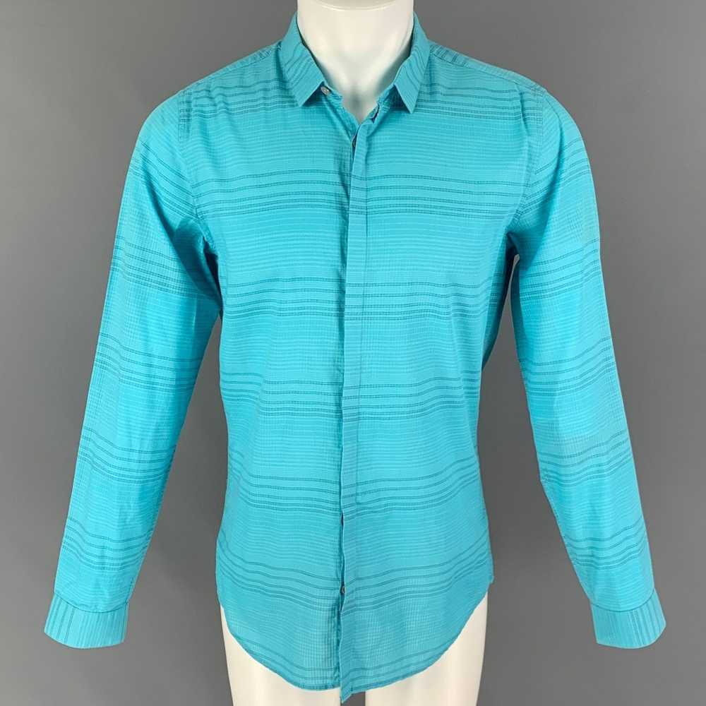 Calvin Klein Aqua Grid Button Up Long Sleeve Shirt - image 1