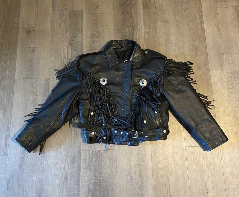 Leather Jacket × Vintage Vintage 80s genuine leat… - image 1