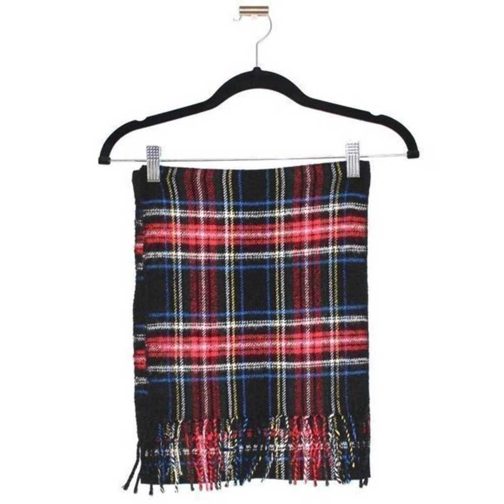 Other Wide Scarf Pashmina Wrap Plaid Red and Black - image 2