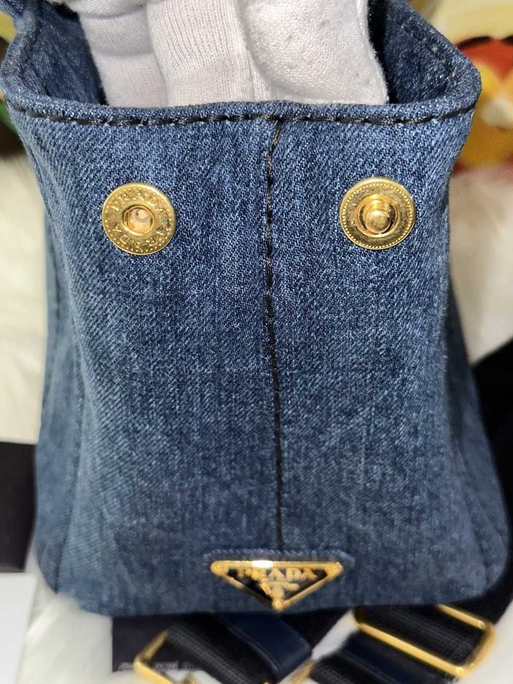 Prada ♥️ AUTHENTIC PRADA CANAPA SMALL DENIM 2 WAY… - image 11