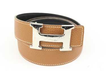 Hermes Society Buckle 32MM Reversible Belt Togo Leather In Teal