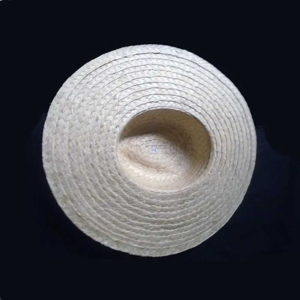 1960s Big Straw Platter Hat Wide Brim High Fashio… - image 7