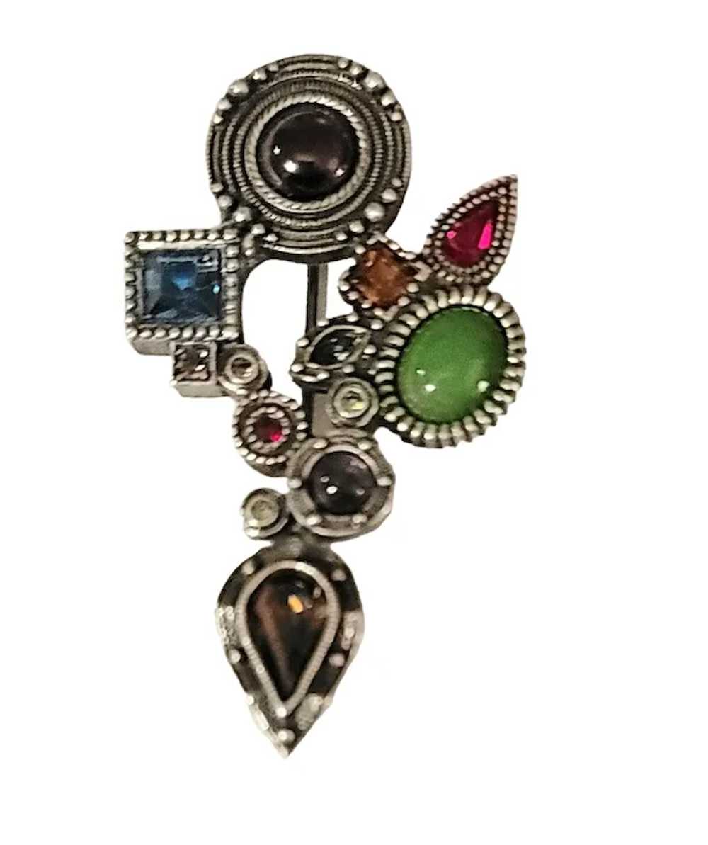 Patricia Locke Silver Tone Multi Gemstone Brooch,… - image 8