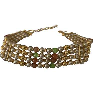 Spectacular Choker Necklace 4 Strands of Beads - image 1