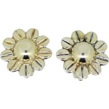 Sterling Silver Hollow Flower Clip On Earrings - image 1