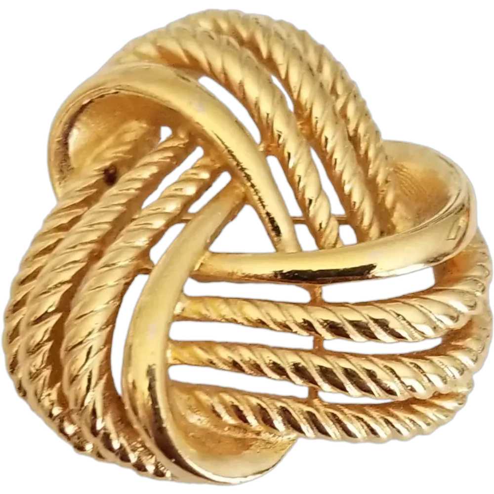 Napier Gold Tone Vintage Love Knot Brooch Pin, Si… - image 1