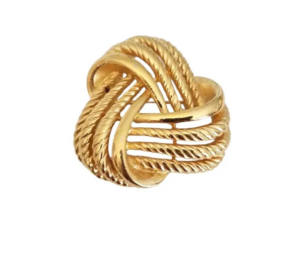 Napier Gold Tone Vintage Love Knot Brooch Pin, Si… - image 2