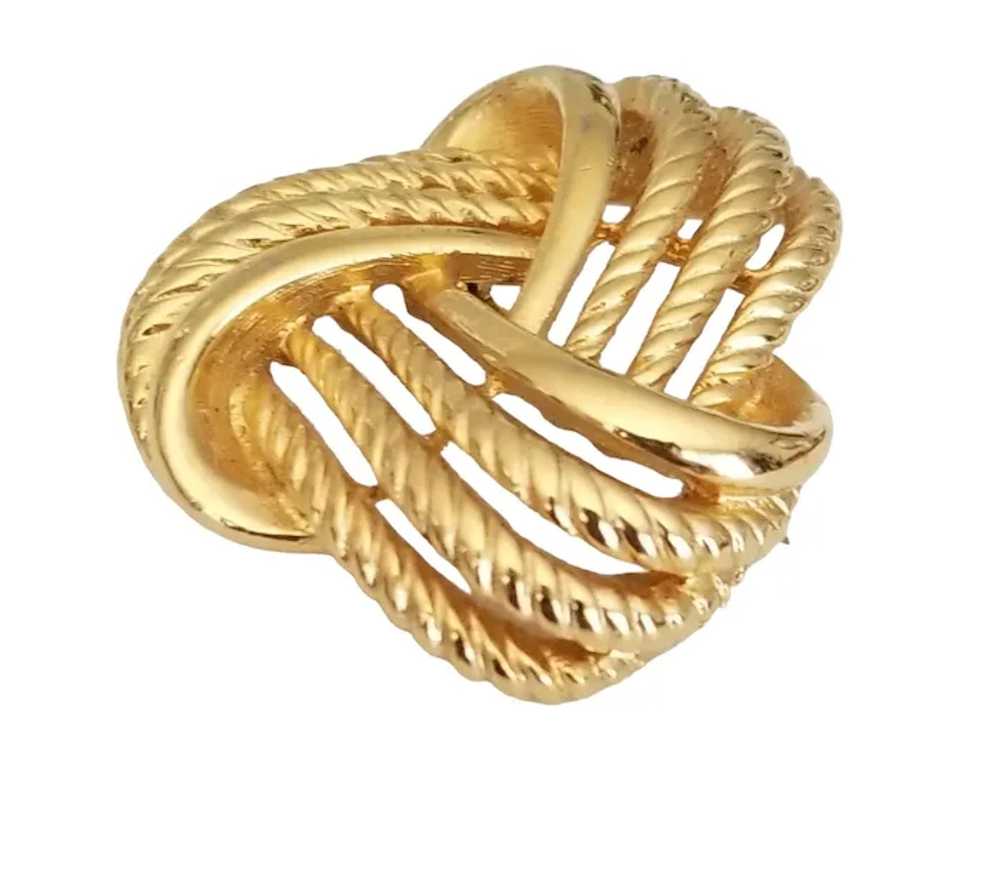 Napier Gold Tone Vintage Love Knot Brooch Pin, Si… - image 3
