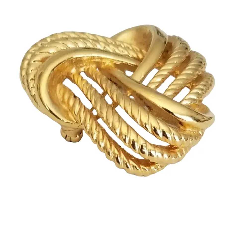 Napier Gold Tone Vintage Love Knot Brooch Pin, Si… - image 4
